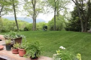 View toward Hudson from deck of the Ross home - which started as a small cabin and,, though added to, still maintains a low, modest footprint with a Japanese aesthetic. (Photo by A. Peltonen)