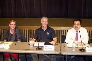 Beacon school board candidates Meredith Heuer, Michael Rutkoske and Antony Tseng (Photo by Kevin E. Foley)