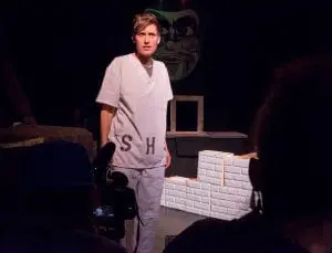 Julia Steele Allen in a performance of Mariposa & the Saint (photo by Azikiwe Mmohammed)