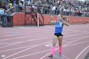 Haldane sophomore Abbey Stowell is all smiles after winning the Penthalon at the N.Y. State Qualifiers at White Plains High School on June 3. Stowell will head to the state championships in Syracuse on June 10 (Photo by Peter Farrell)   