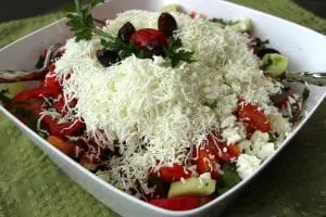 A national dish, the Bulgarian "shopska" salad (Photo by M.A. Ebner)