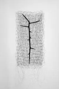 Jayoung Yoon's "Senseing Thought 05", 2016 Human hair, thorn fragment wrapped with hair (Photo by Zac Cam Studio)