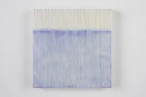 Sensory Threshold #22, by Jayoung Yoon. Human hair, gouache, acryllc medium on canvas panel (Photo by Zac Cam Studio)