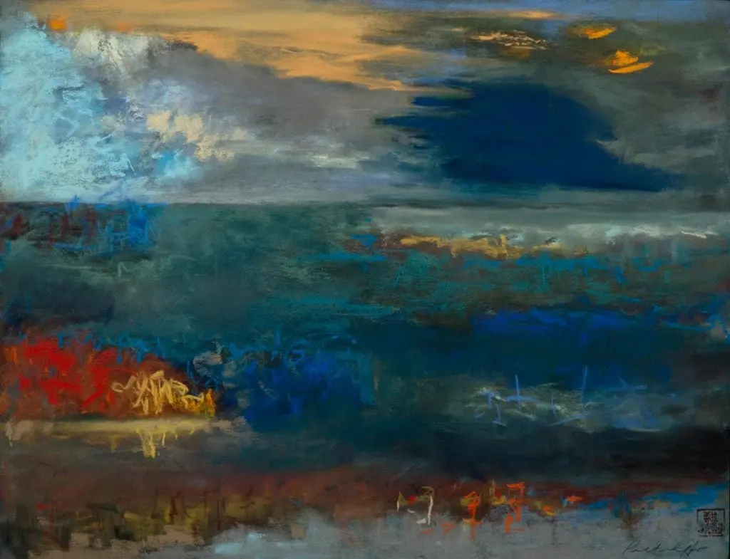 "Twilight on the Sea" pastel by Sheilah Rechtschaffer