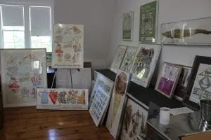 An array of Don Nice's posters, in a corner of his studio.  (Photo by A. Rooney) 