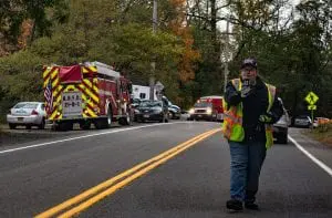 Emergency vehicles at the Little Stony Point trailhead during a rescue on Oct. 26 (Photo by Anita Peltonen)