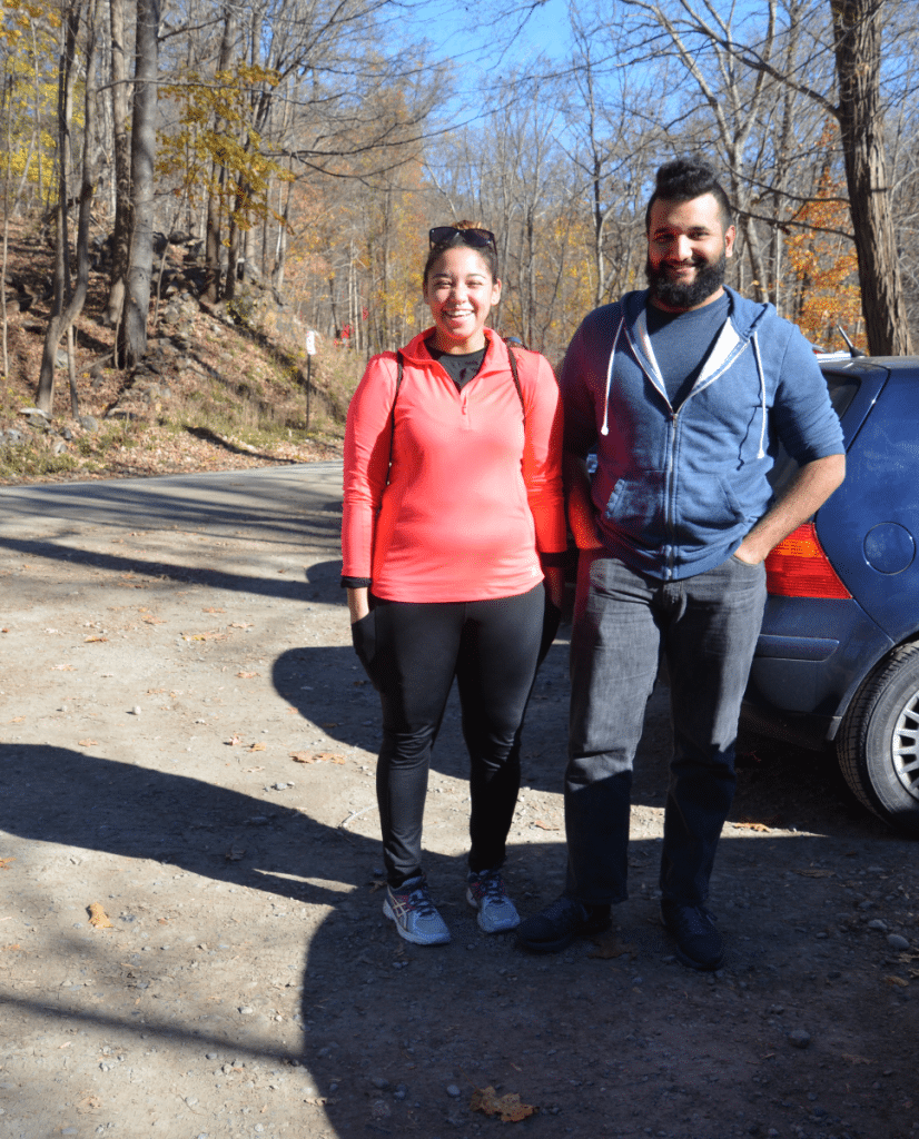 Mariah Nichols and Nick Mercado of Poughkeepsie found Breakneck too crowded on Nov. 13, so they decided to visit Indian Brook Falls, guided by social media. (Photo by L.S. Armstrong)