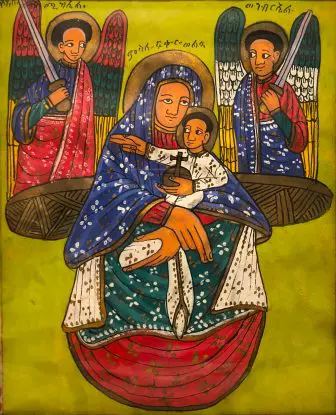 "Madonna and Child with Two Angels" by an unknown Ethiopian artist