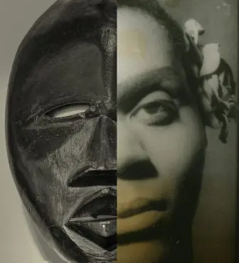 A pairing of a Deangle wood mask by an unknown Mande artist with a Carl Van Vechten photo of Claude Marchant