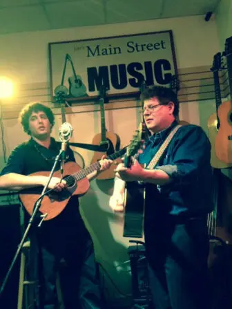Jake and David Bernz perform at their Beacon shop