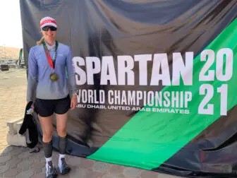 Bounds, after completing the Abu Dhabi race, smiles despite a broken tailbone
