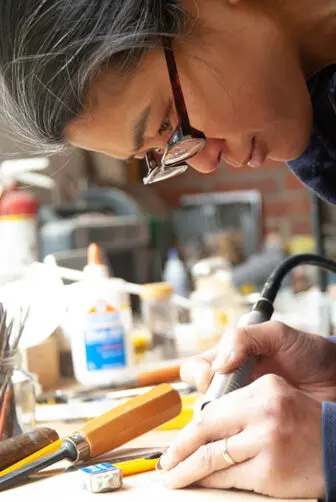 Kazumi Tanaka in her studio