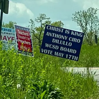 Campaign signs on the corner of Route 9D and Little Schoolhouse Road in Wappingers Falls