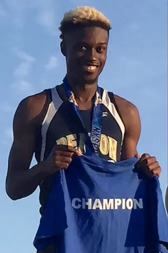 Rayvon Grey on the podium at the state championships for Beacon in 2016. 
