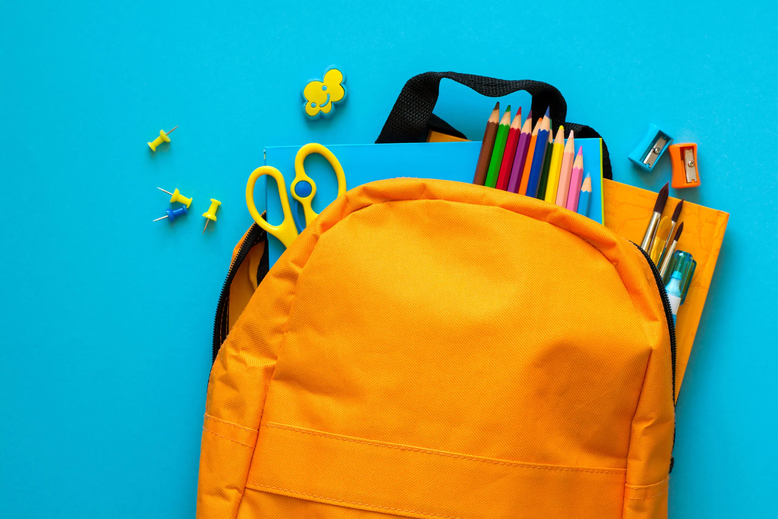 Back to school concept. Backpack with school supplies.