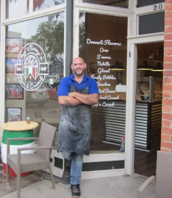 Vincenzo Vaccaro stands outside his newly opened pizzeria and bakery.Photo by M. Ferris