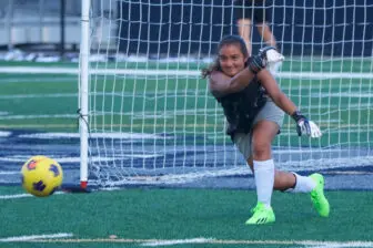 Kaila Ramdeen protects the net during a recent Beacon practice.