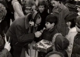 Bob Outer interviews a child during a remote broadcast at Mid Valley Mall in Newburgh.Photo courtesy Michael Lanari