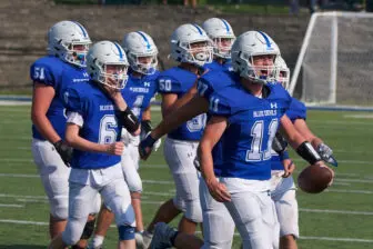 A happy Blue Devils team came off the field 2-0 for the first time in five years on Sept. 17 after beating Albertus Magnus.