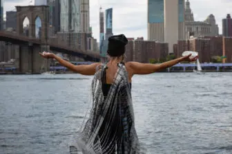 Jaanika Peerna performing “Glacier Elegy” in Brooklyn. Photo by Annette Solakoglu