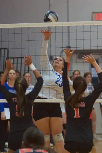 Haldane's Mikayla Santos (23) had four kills and nine digs in a loss at Briarcliff.