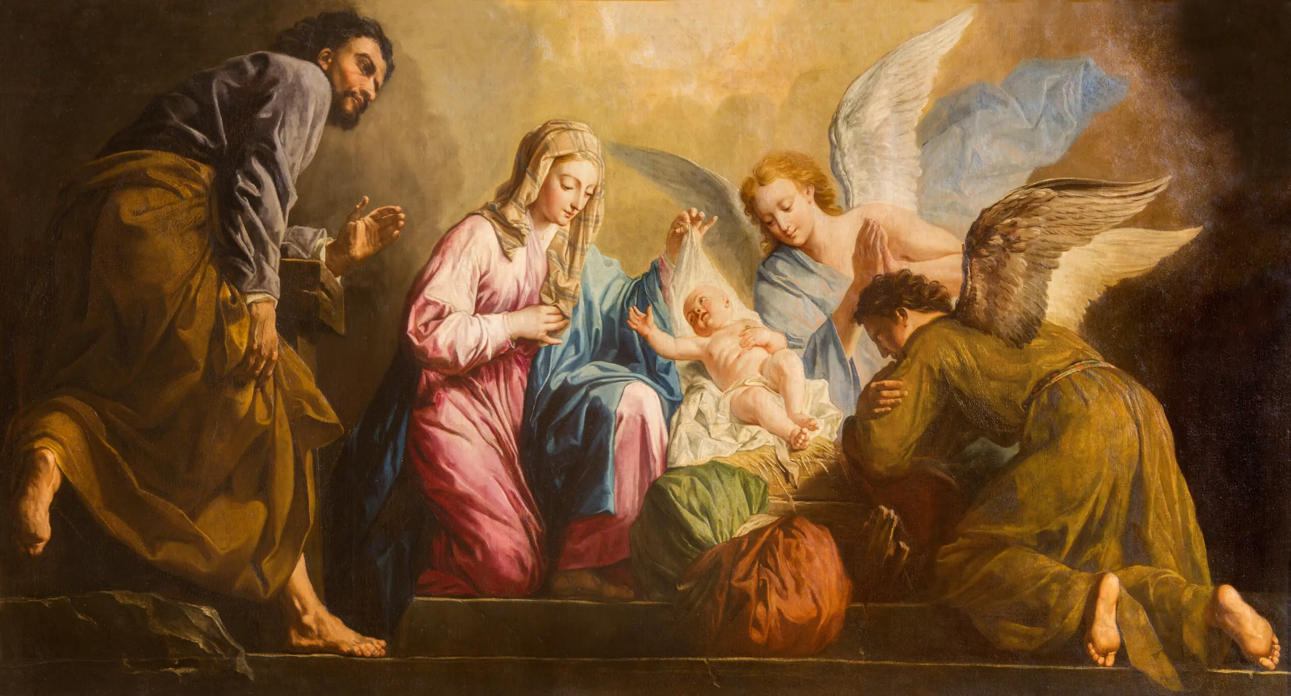 VIENNA, AUSTRIA - DECEMBER 17, 2014: The Nativity paint in presbytery of Salesianerkirche church by Giovanni Antonio Pellegrini (1725-1727).
