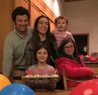 Violeta (right) celebrates with her parents, Eduardo and Francisca, and sisters, Cala and Rita, after the family moved to Cold Spring in 2015.