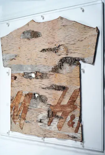 "HMShirt" was created during the pandemic with bark taken from a birch tree in his parents' yard that had been struck by lightning.
