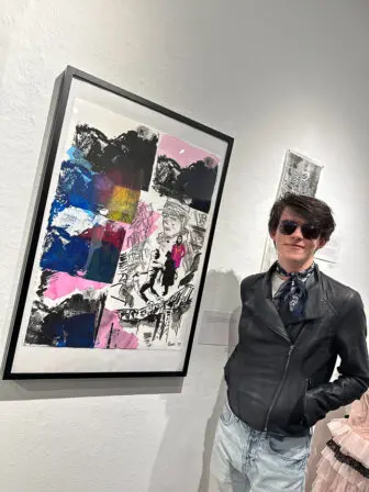 Sam Bates with his artwork