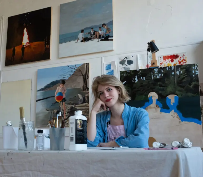 Allegra Jordan with some of her work