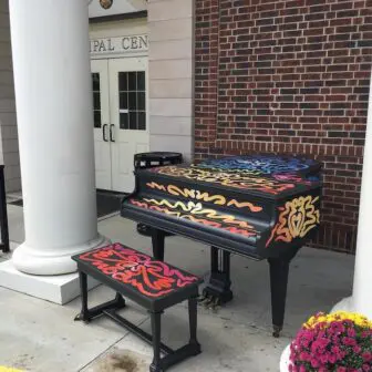A piano painted by Donna Mikkelsen in 2018 for Keys to the CityPhoto provided