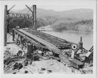 The bridge under construction