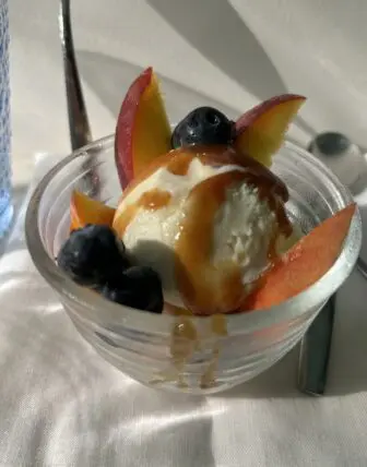 Caramel Sauce with Ice Cream and Fruit