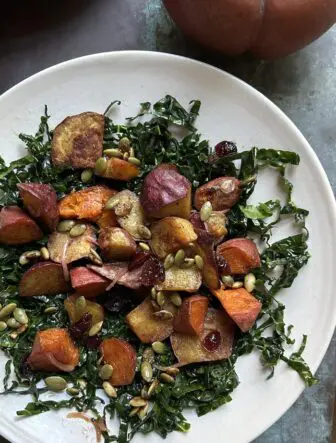 Sweet Potatoes with Candied Pepitas and Pickled Cranberries