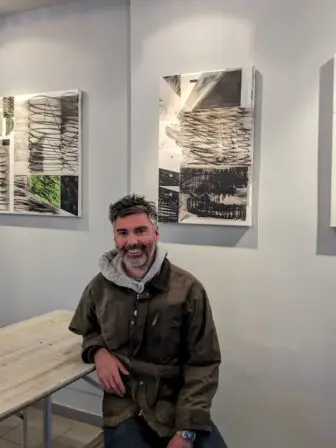 Matthew Robinson with some of his new artwork at Industrial Arts Photos provided
