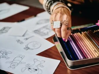 Allison Cimino's designs begin with colored pencils and paper.Photo provided