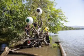 Some performers found themselves surrounded by the rising waters. (Photo by Jennifer Lauren Smith)