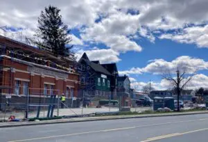 The Beacon fire station will be completed this fall. The disputed parking lot is to the right of the station. Photo by J. Simms