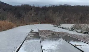 This Metro-North photo shows flooding near the Garrison Station during high tide after a storm in January. MTA