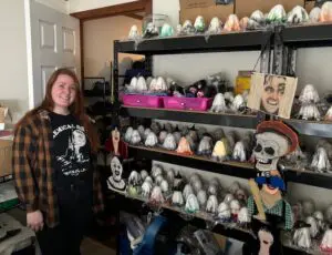 Kailey McEneany, the organizer of Cirque du Creep, with her ghosts Photo by M. Ferris