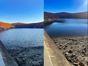 The reservoir on Mount Beacon on Oct. 23 and Nov. 13