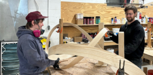 Dylan Cronk and John Procario position a work in progress.