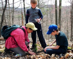 5th graders planting and identifying trees