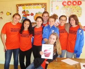 Troop 2914 after the conclusion of their Food Pantry cookbook distribution