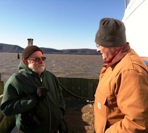 Chris Letts, Hudson River Foundation and John Lipscombe, Riverkeeper, share perspective on the river in winter on the coldest morning of the season so far.