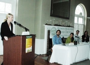 Moderator Wendy Bounds, left, with fruit and vegetable growers (from left) Jason Angell, Sarah Brown, James Geppner, Chris Ferber