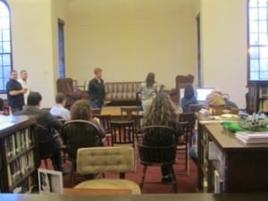 Setting up for the talk at Butterfield Library