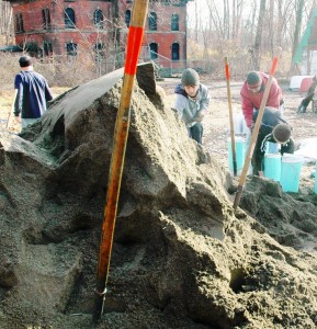 Shovels await willing hands
