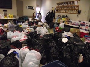 Hurricane Sandy Aid Room full of bagged goods