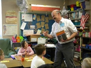 Adventure writer Peter Lourie visits Haldane fourth-graders Thursday, Dec. 13. Photo courtesy of Haldane